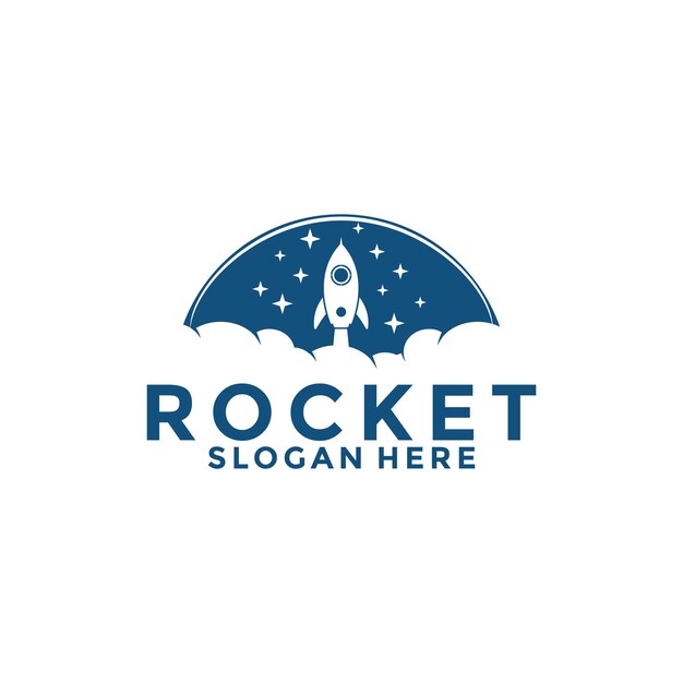 La plantilla vectorial del icono del logotipo de Rocket Launch es la inspiración para el diseño del logotipo