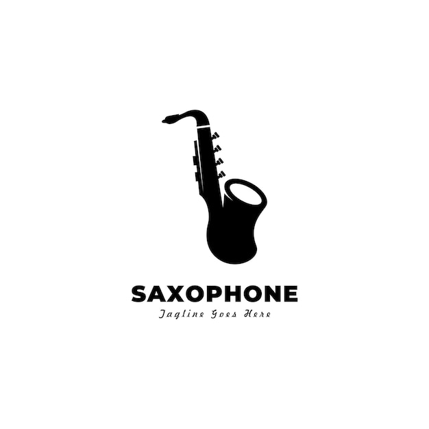 plantilla vectorial del icono del logotipo del saxofón