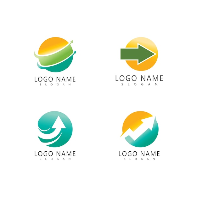 plantilla vectorial de íconos de la ilustración del logotipo con flecha