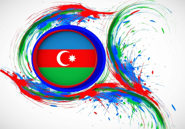 plantilla vectorial Ilustración Azerbaiyán bandera Eurasia país rojo blanco verde azul pincel pintura