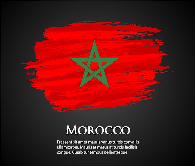 plantilla vectorial Ilustración Marruecos bandera África país pincel rojo pintura trazo dibujado a mano