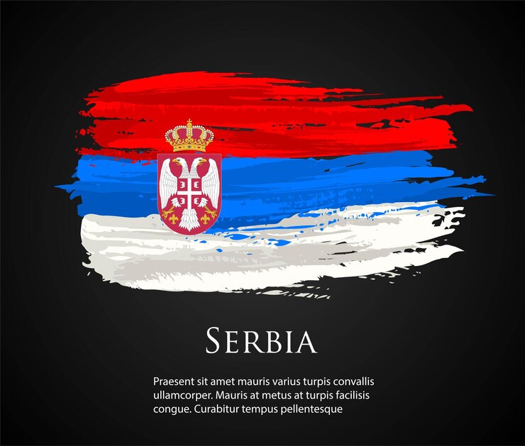 plantilla vectorial Ilustración Serbia bandera Europa país rojo blanco azul pincel pintura