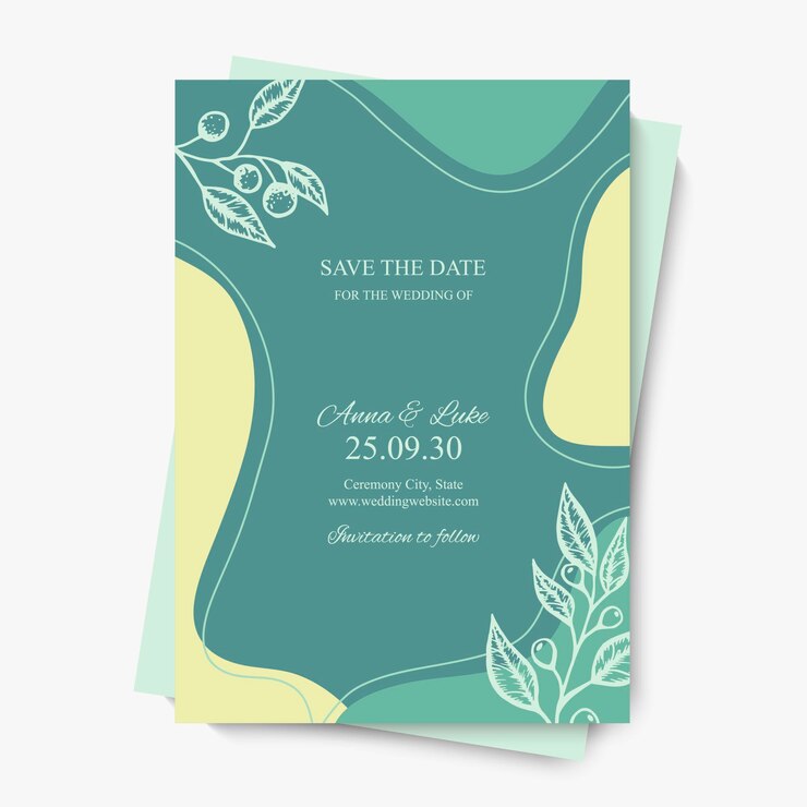 Vector plantilla vectorial de invitaciones de boda. reserva. diseño de artes abstractas para la celebración de bodas.