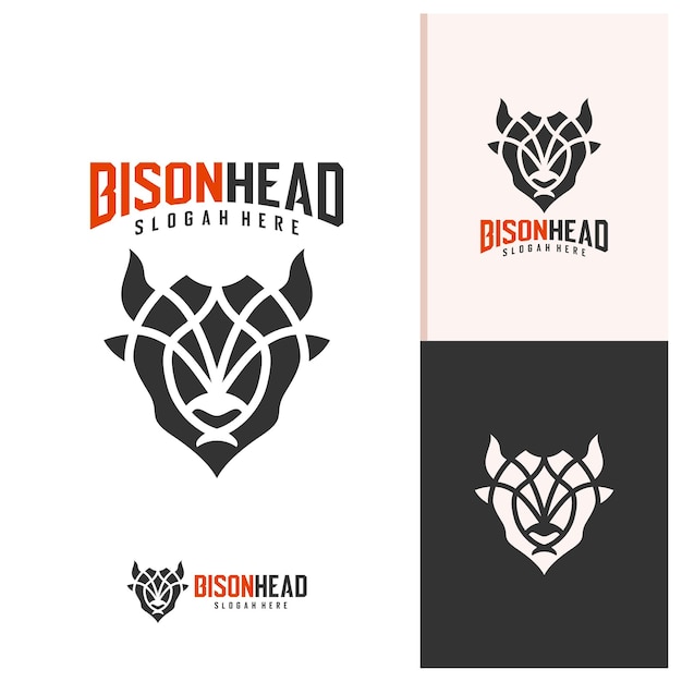 plantilla vectorial del logotipo del bisonte conceptos de diseño creativos del logotipo de la cabeza del bisonte