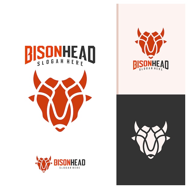 plantilla vectorial del logotipo del bisonte conceptos de diseño creativos del logotipo de la cabeza del bisonte