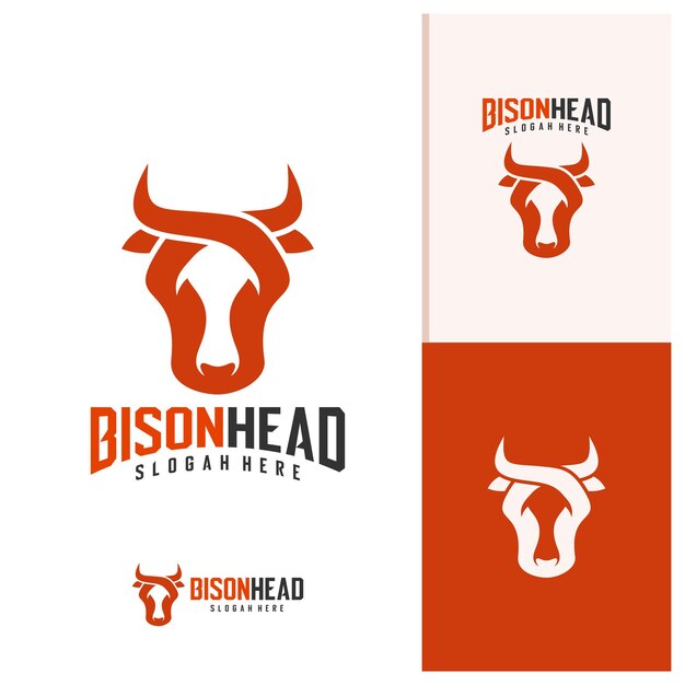 plantilla vectorial del logotipo del bisonte conceptos de diseño creativos del logotipo de la cabeza del bisonte