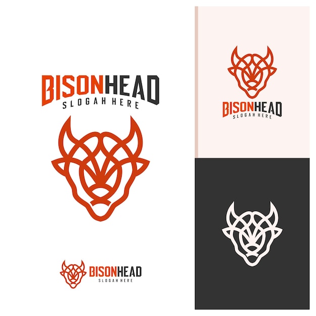 plantilla vectorial del logotipo del bisonte conceptos de diseño creativos del logotipo de la cabeza del bisonte