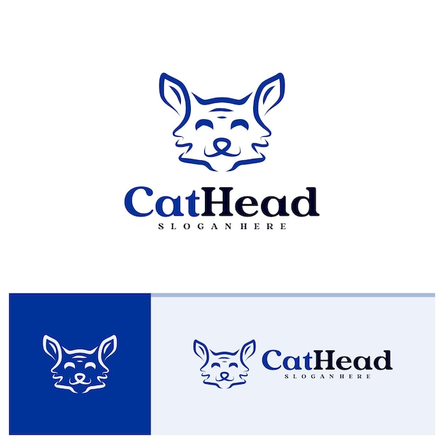 plantilla vectorial del logotipo de Cat Conceptos de diseño de la cabeza del logotipo creativo de Cat