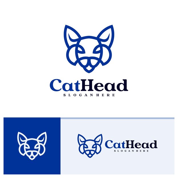 plantilla vectorial del logotipo de Cat Conceptos de diseño de la cabeza del logotipo creativo de Cat