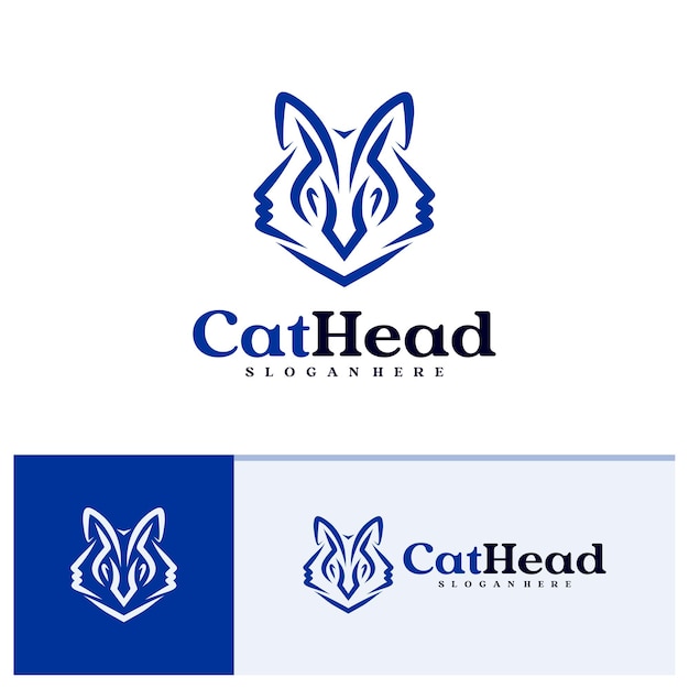 plantilla vectorial del logotipo de Cat Conceptos de diseño de la cabeza del logotipo creativo de Cat