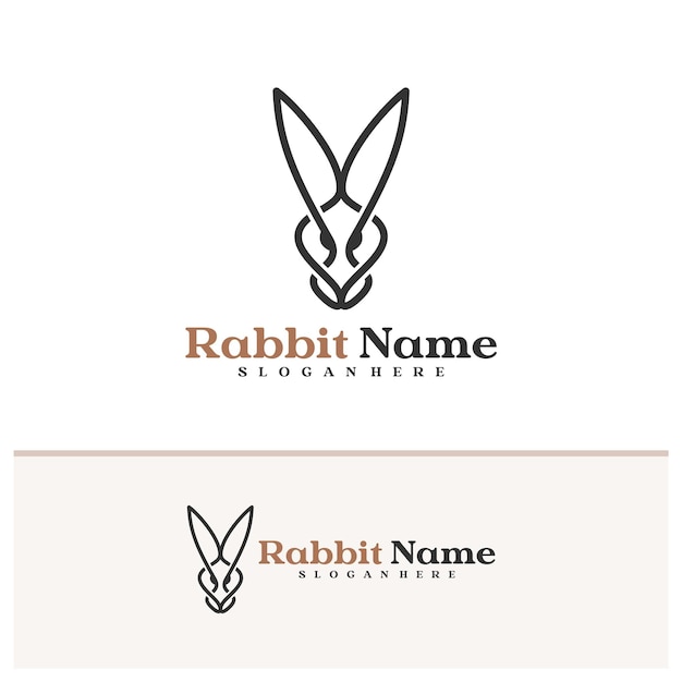 plantilla vectorial del logotipo del conejo Creative Conceptos de diseño del logotipo de la cabeza del conejo