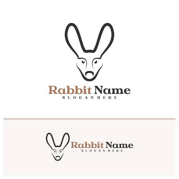 plantilla vectorial del logotipo del conejo Creative Conceptos de diseño del logotipo de la cabeza del conejo