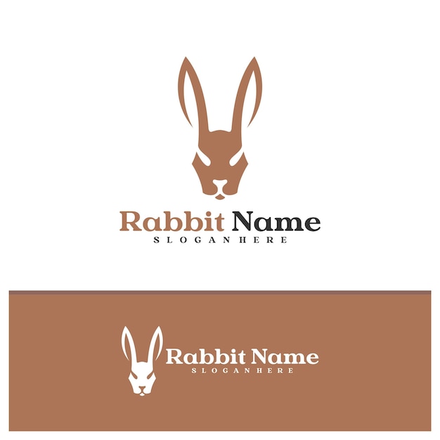 plantilla vectorial del logotipo del conejo Creative Conceptos de diseño del logotipo de la cabeza del conejo