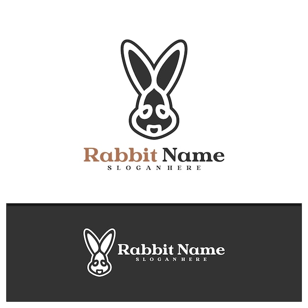 plantilla vectorial del logotipo del conejo Creative Conceptos de diseño del logotipo de la cabeza del conejo