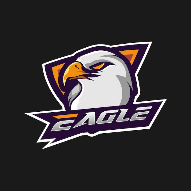 Plantilla vectorial del logotipo deportivo de la mascota de la cabeza de águila
