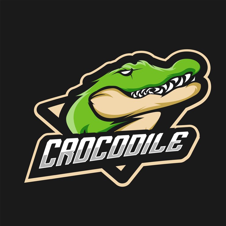 Vector plantilla vectorial del logotipo deportivo de la mascota del cocodrilo