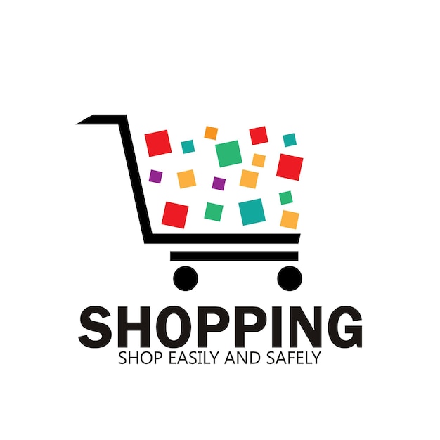 Plantilla vectorial de logotipo e icono de carrito de compras