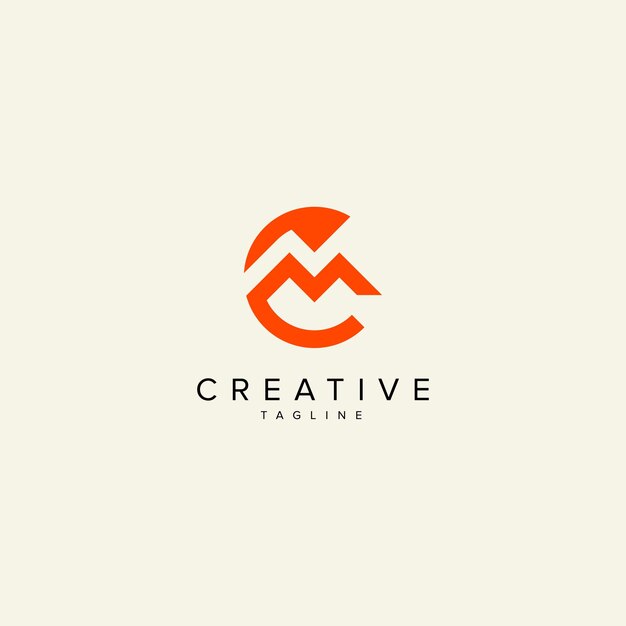 La plantilla vectorial del logotipo de estilo monograma moderno de la letra MC del alfabeto CM