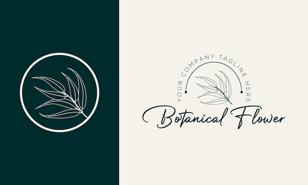 Plantilla vectorial de logotipo floral botánico dibujado a mano