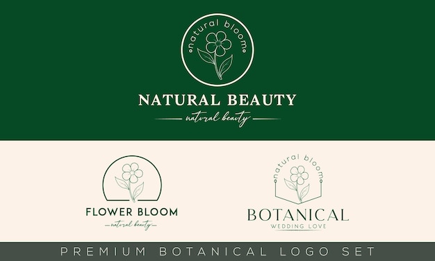 Plantilla vectorial de logotipo floral botánico dibujado a mano