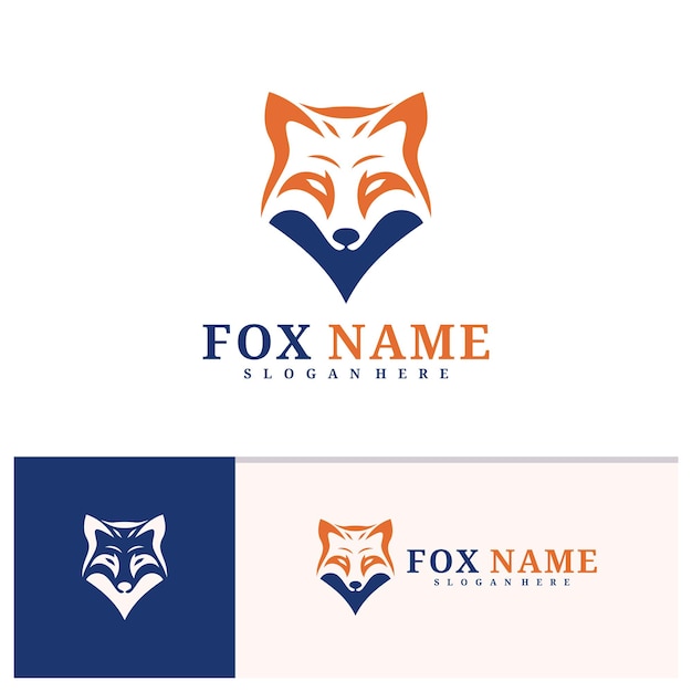 plantilla vectorial del logotipo de Fox Conceptos de diseño de logotipo de la cabeza de Fox