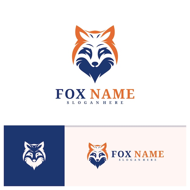 plantilla vectorial del logotipo de Fox Conceptos de diseño de logotipo de la cabeza de Fox