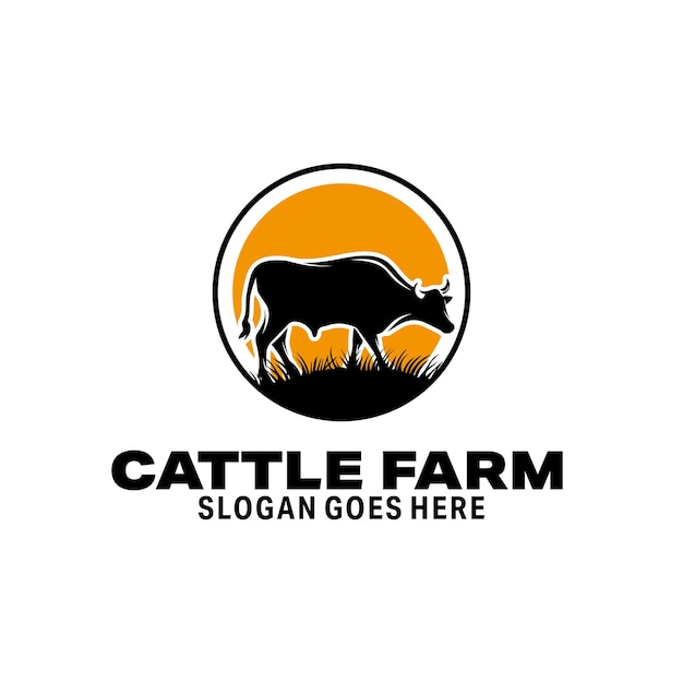 plantilla vectorial del logotipo de la granja de vacas