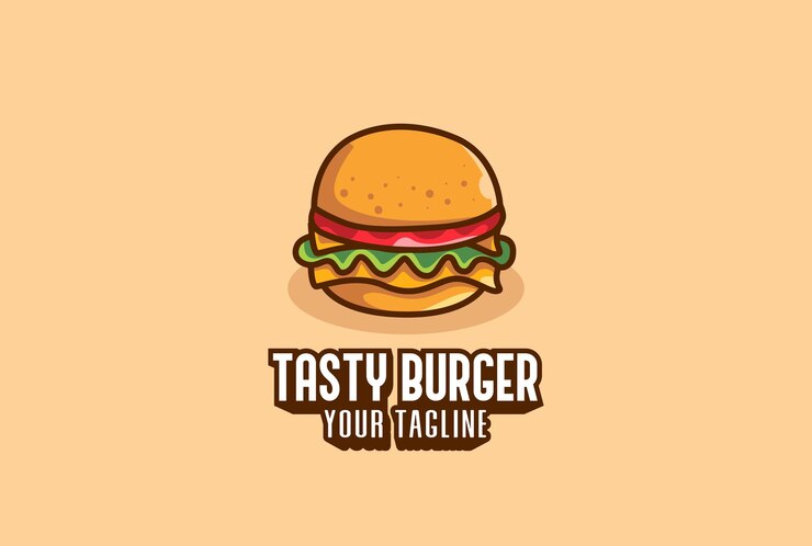 plantilla vectorial del logotipo de la hamburguesa sabrosa