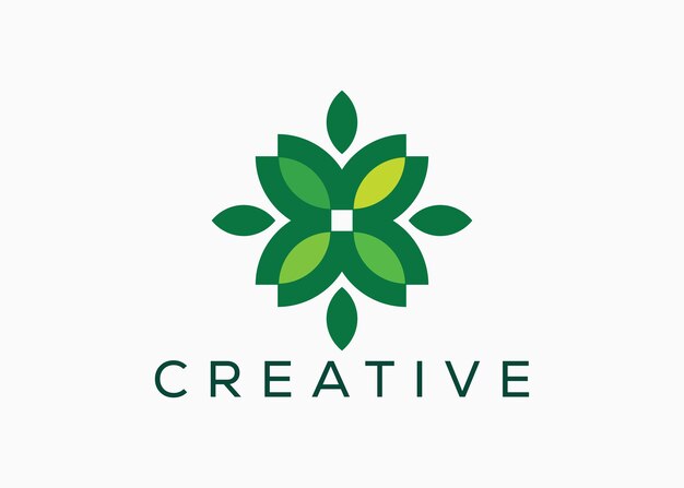 plantilla vectorial de logotipo de hoja creativa y mínima abstracta Logotipo de hoja verde