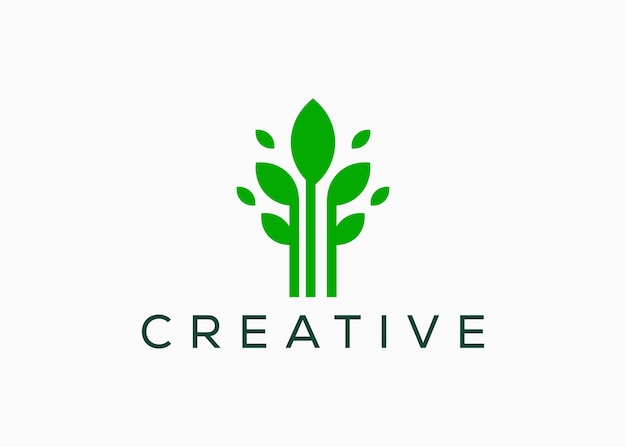 plantilla vectorial de logotipo de hoja creativa y mínima abstracta Logotipo de hoja verde