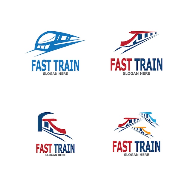 Plantilla vectorial del logotipo del icono del tren rápido