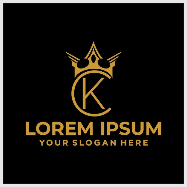 Plantilla vectorial del logotipo de la letra creativa CK CROWN