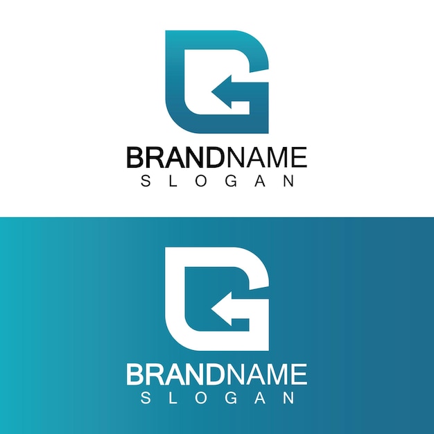 plantilla vectorial del logotipo de la letra G con flecha
