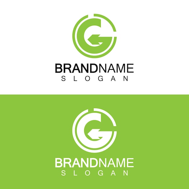 plantilla vectorial del logotipo de la letra G con flecha