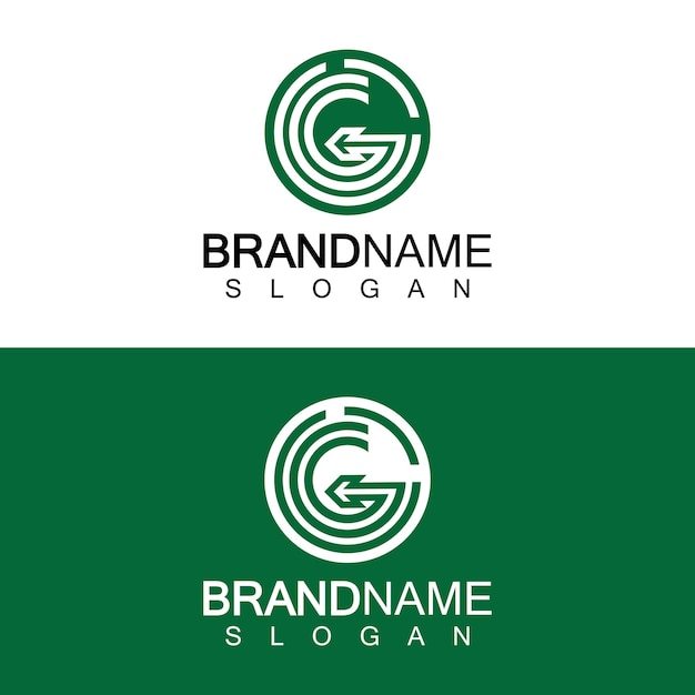 plantilla vectorial del logotipo de la letra G con flecha