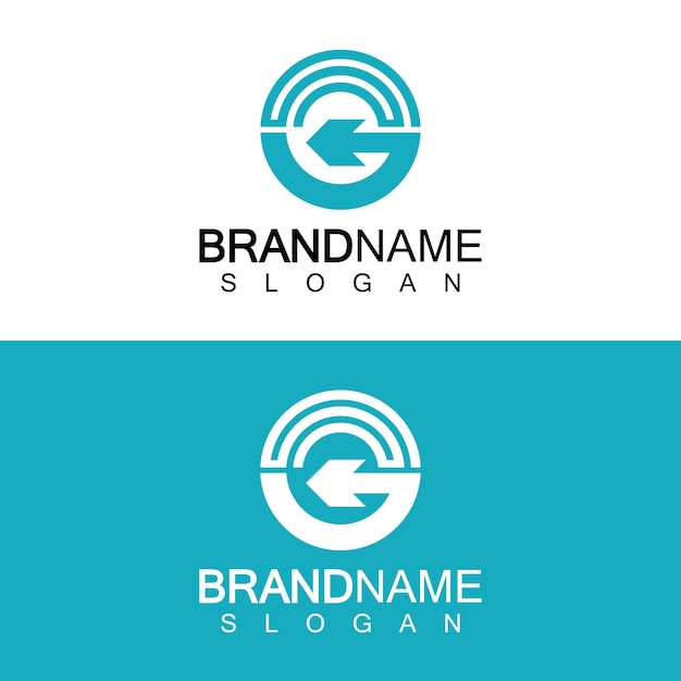 plantilla vectorial del logotipo de la letra G con flecha