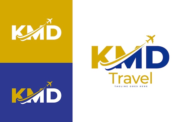 Plantilla vectorial del logotipo de letter kmd air travel