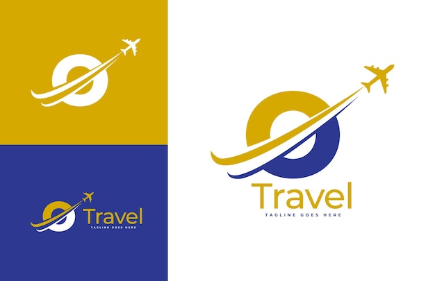 Plantilla vectorial del logotipo de Letter O Air Travel