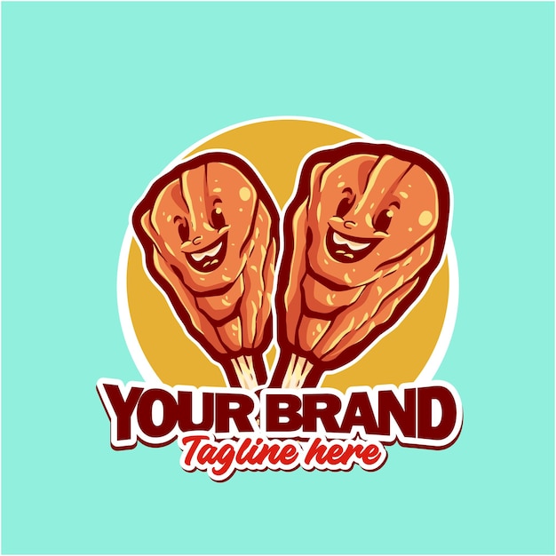 Plantilla vectorial del logotipo de la mascota del pollo frito