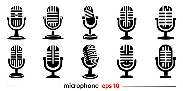 plantilla vectorial de logotipo de micrófono elemento vectorial del logotipo de podcast