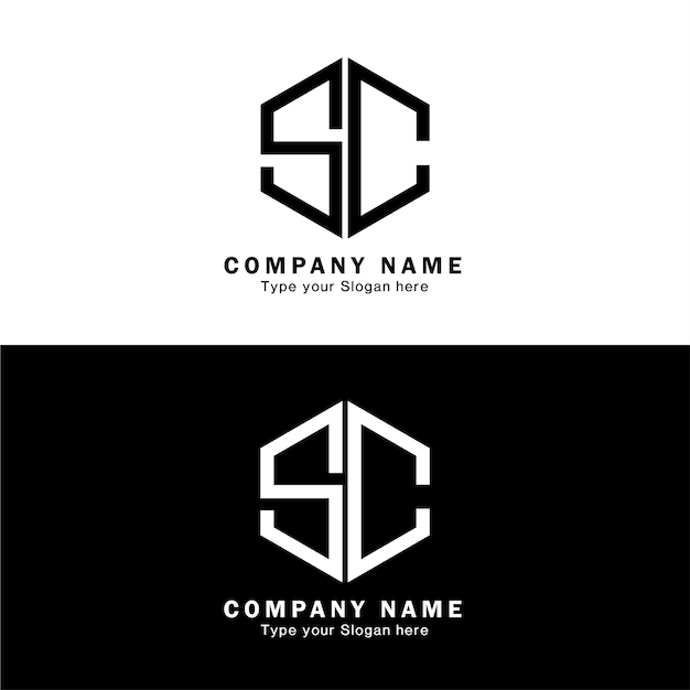 plantilla vectorial del logotipo del monograma SC
