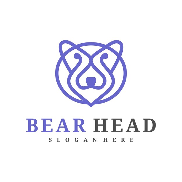 plantilla vectorial del logotipo del oso conceptos de diseño del logotipo de la cabeza del oso creativo