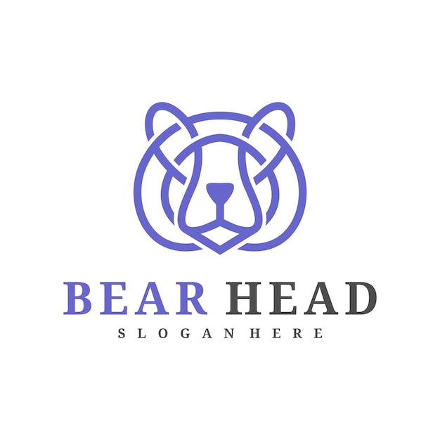plantilla vectorial del logotipo del oso conceptos de diseño del logotipo de la cabeza del oso creativo
