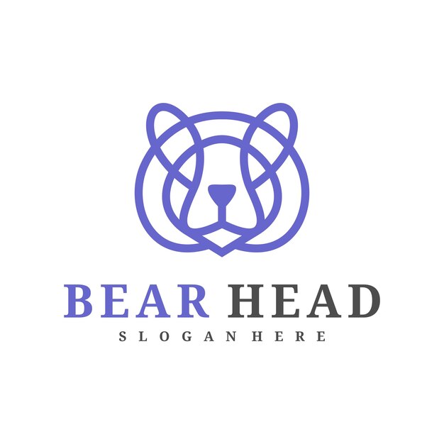 plantilla vectorial del logotipo del oso conceptos de diseño del logotipo de la cabeza del oso creativo