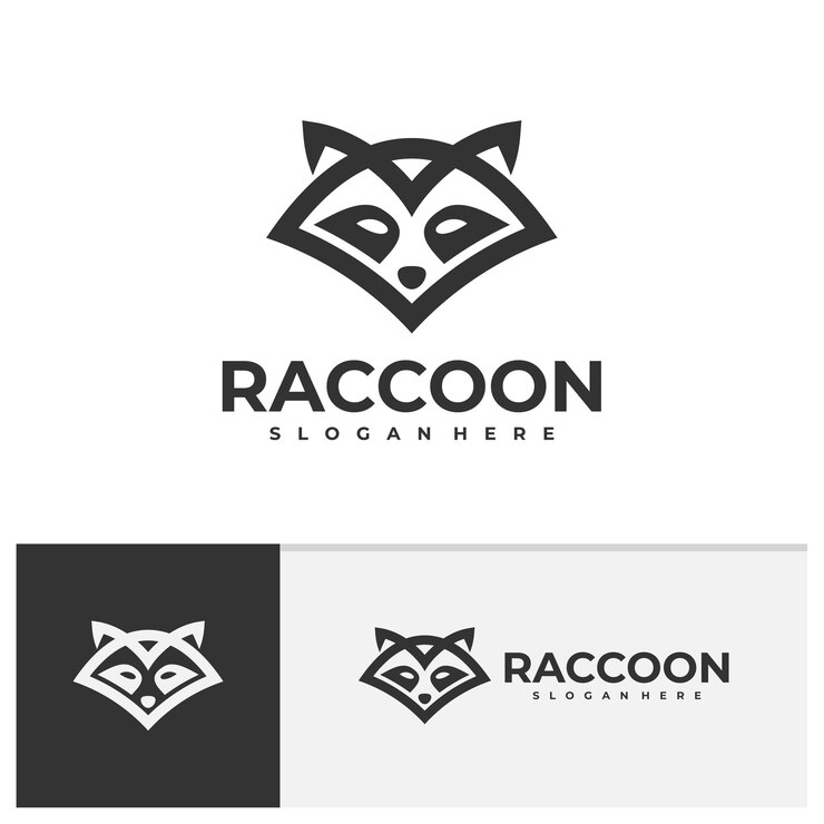 Vector plantilla vectorial del logotipo de raccoon conceptos de diseño de logotipo de la cabeza de raccoon