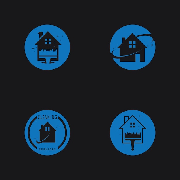 plantilla vectorial del logotipo del servicio de limpieza del hogar
