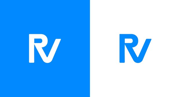Plantilla vectorial del logotipo vinculado a la letra RV inicial Letra Swoosh Diseño del logotipo RV Logotipo monograma Icono RV