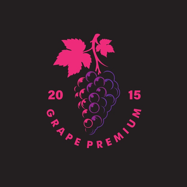 plantilla vectorial del logotipo del vino de uva de cosecha