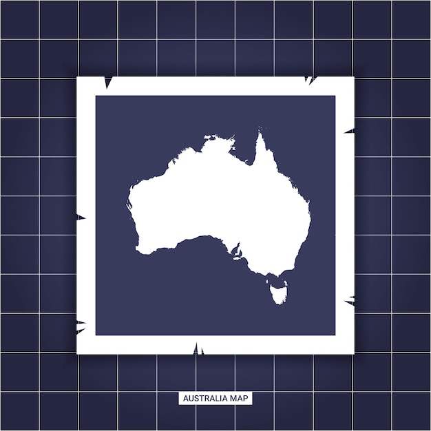 Plantilla vectorial mapa de australia en un marco de fotos