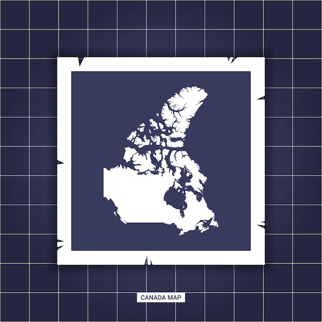 Plantilla vectorial mapa de canadá en un marco de fotos